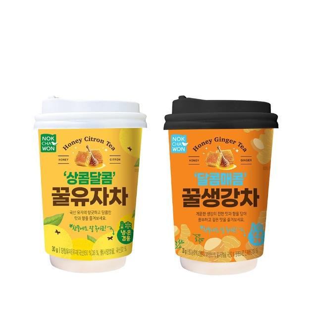 即期品【韓味不二】韓國原裝綠茶園蜂蜜風味茶-杯裝30g*4入組(蜂蜜生薑茶/蜂蜜柚子茶)中元節/中元/中元普渡