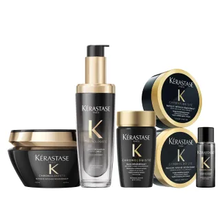 【KERASTASE 巴黎卡詩】黑鑽極萃逆時寵奢組(髮油+髮膜/新升級/護髮油)