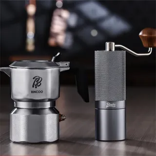 【SHINKAWA新川】居家手沖入門組 摩卡壺與手搖磨豆機(無塗層健康摩卡壺 316不銹鋼材質 摩卡壺)