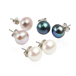 【大東山樑御珊瑚】天然珍珠純銀耳針耳環(8.5-9mm)