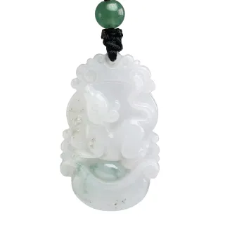 【漢石齋】天然翡翠A貨 小金錢鼠玉珮吊墜 冰糯種飄花(20*33*6mm)