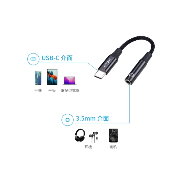 【PX 大通】Type-C 轉接3.5mm轉接頭 音源轉接線 蘋果手機耳機轉接頭 轉換器 DAC芯片(CA48)