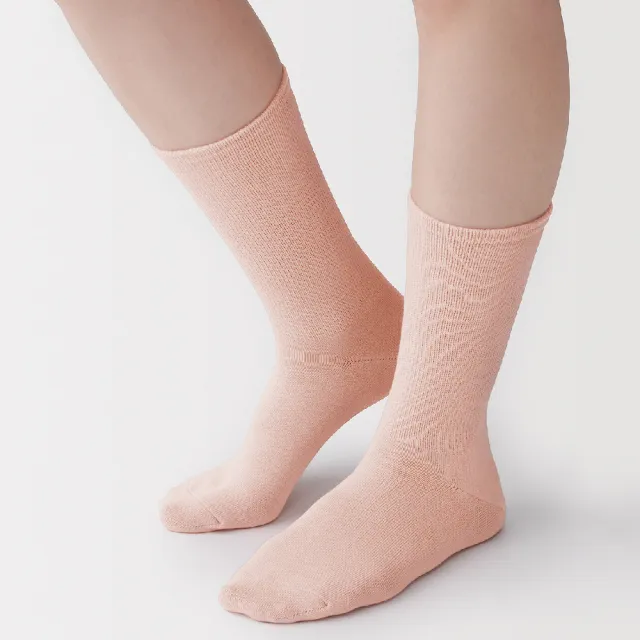 【MUJI 無印良品】女足口柔軟錐形直角襪23-25cm(柔白/象牙白/淺粉/煙燻黃/淺藍/暗藍)
