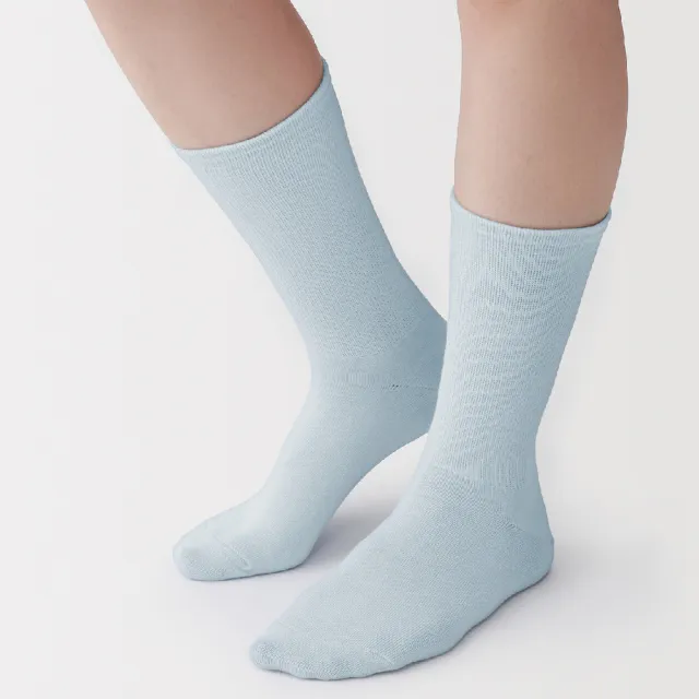 【MUJI 無印良品】女足口柔軟錐形直角襪23-25cm(柔白/象牙白/淺粉/煙燻黃/淺藍/暗藍)