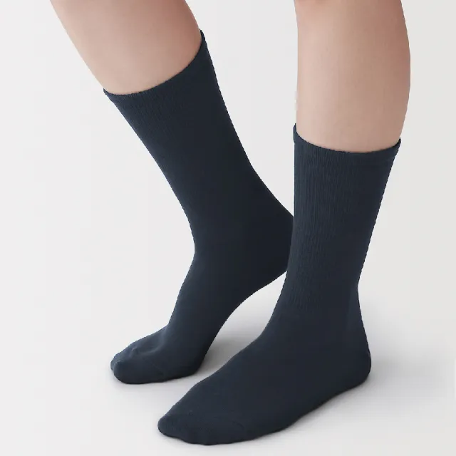 【MUJI 無印良品】女足口柔軟錐形直角襪23-25cm(柔白/象牙白/淺粉/煙燻黃/淺藍/暗藍)