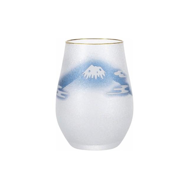【ADERIA】日本製 富士月兔圖金邊玻璃杯/水杯(360ml)