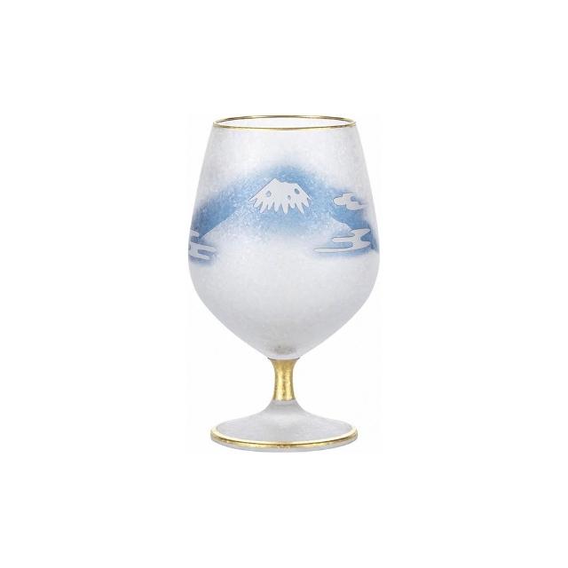 【ADERIA】日本製 富士月兔圖金邊高腳玻璃杯/酒杯(210ml)