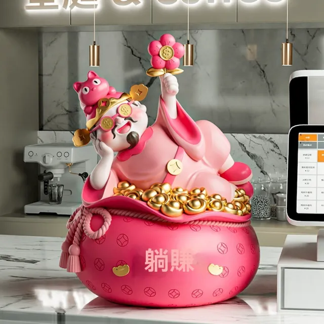 【Quality 聚家】財神爺擺件店舖前台存錢罐中式招財貓桌面裝飾品(財神爺擺件/桌面裝飾擺件/存錢收納陳列)
