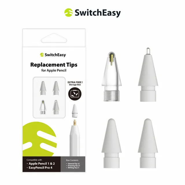 【SwitchEasy】iPad 觸控筆筆尖 4入組(筆頭通用原廠 Apple Pencil)