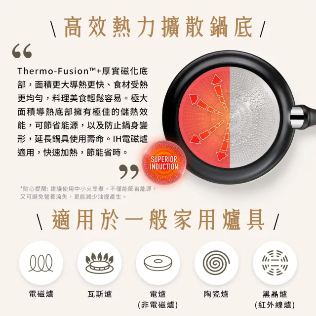 【Tefal 特福】法國製極上御藏系列26CM不沾鍋平底鍋(IH爐可用鍋/電磁爐適用)