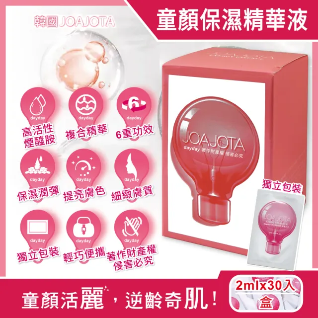 【JOAJOTA】小燈泡童顏彈潤提亮護膚保養美容精華液2mlx30入/粉紅盒(臉部頸部肌膚修護安瓶)