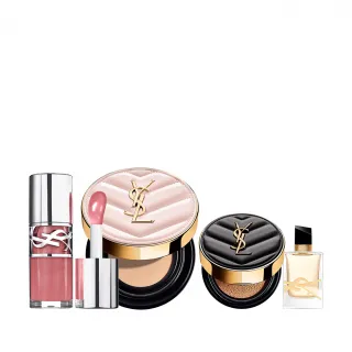 【YSL】官方直營 超模光感嫩唇彩妝組(超模光感精華水氣墊+情挑誘光嫩唇凍)
