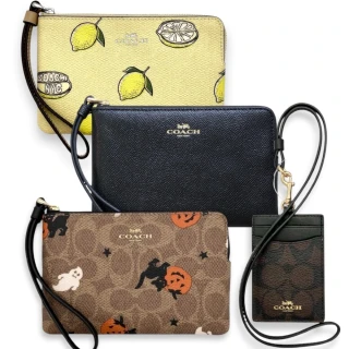 【COACH】經典單拉鍊 萬用小手拿包 / 掛帶識別證 證件夾 零錢包 PVC防刮皮革(多款可挑 送禮首選)
