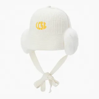 【LE COQ SPORTIF 公雞】高爾夫系列.女款白色可拆耳套針織時尚保暖帽 QLW0R111