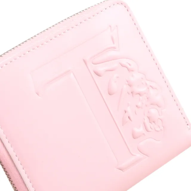 【TOD’S】TODS 簡約烙印LOGO小牛皮信用卡證件零錢包/簡易短夾(粉)