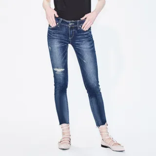 【BRAPPERS】女款 新美腳 ROYAL 系列-中低腰褲口不規則剪裁七分褲(藍)