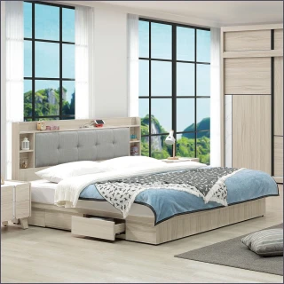 【麗得傢居】萊米克6尺床組 床頭片+二抽收納床底 雙人加大床組 床台(台灣製造)