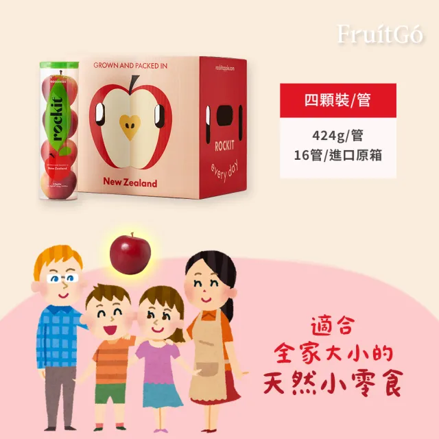 【FruitGo 馥果】紐西蘭樂淇特大蘋果12管_4顆共424g/管(#412產地原箱直送_水果送禮）