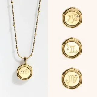 【vacanza】momo精選 十二星座封蠟 純鋼飾品 純鋼項鍊 金色 多款任選( 生日禮物 )