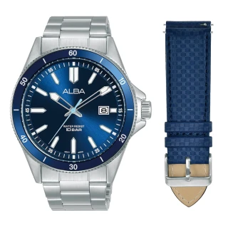 【ALBA】雅柏 潛水風格時尚套錶-42.5mm/藍 禮物(VJ42-X377B/AS9V35X2)