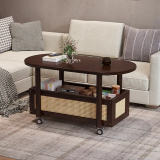 【Quality 聚家】可移動茶几 小戶型茶桌 沙發邊几 側邊櫃（80*40*48CM）(350度滑輪 寬大桌面 結實穩固)