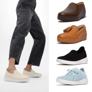 【FitFlop】皮革素面流蘇樂福鞋/針織套穿式懶人鞋/針織繫帶休閒鞋-女(多款)