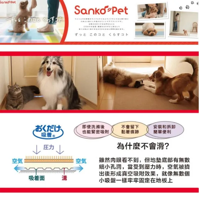 SANKO PET 9枚入 寵物地墊 防潑水  超止滑超吸附 可機洗 居家防滑地墊 保護愛寵關節 減輕腰部負擔