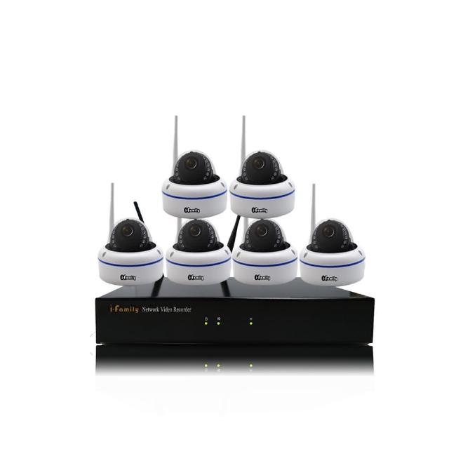 I-Family宇晨 16路5鏡監控系統,提供16路影像輸入與16路聲音輸入,支援VGA/HDMI輸出與1路聲音輸出。錄影解析度高達2560*1920,採用H.264壓縮格式,包含一般、位移、排程錄影模式,可顯示1/4/8/16畫面,每秒錄影120張。內建12TB硬碟支援、滑鼠操作、DHCP通訊協定、手機APP遠端監控、USB備份及E-mail事件傳輸。5顆鏡頭為300萬畫素5MP CMOS感測器,4mm焦距、IR夜視10公尺、IP66防水,適閤家庭或商用安防使用。 I-Family宇晨 16 路 5 鏡