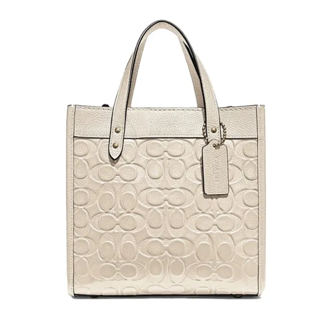 【COACH】浮雕LOGO皮革托特包