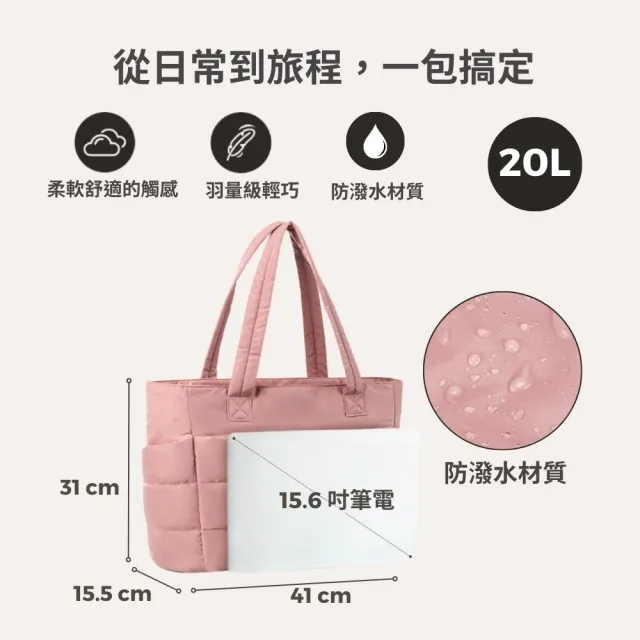 【BAGSMART】雙11 20L輕量蓬鬆托特包