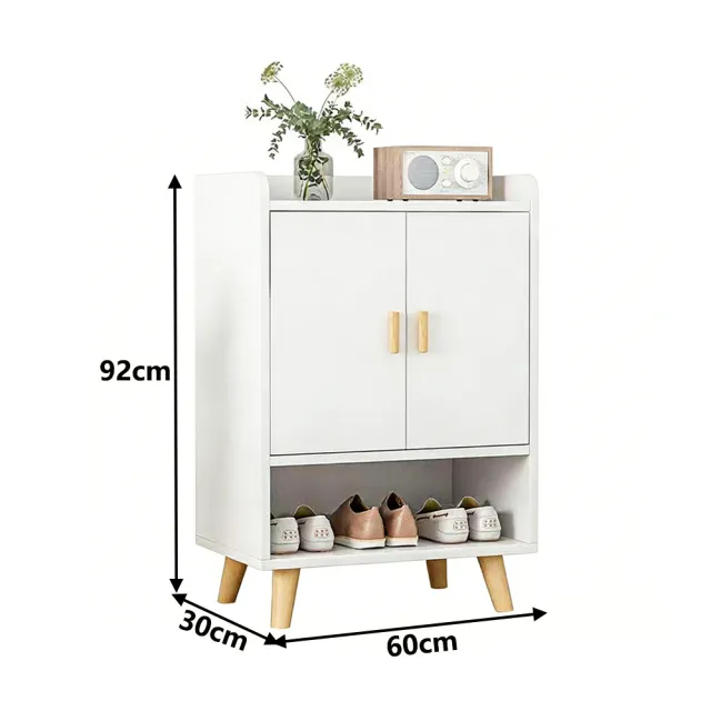 【E家工廠】鞋櫃 收納櫃 抽屜櫃 兩門收納鞋櫃 玄關鞋櫃 儲物櫃(374-60公分雙門鞋櫃（白色）)