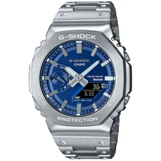 【CASIO 卡西歐】G-SHOCK 太陽能藍牙 金屬八角防護構造雙顯錶 禮物(GM-B2100AD-2A)
