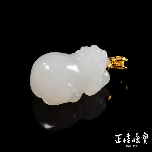美品　和田白玉「貔貅（ひきゅう）吊飾」 正佳珠寶】和田白玉頂級新疆老礦籽料7.8g 白玉貔貅和田白玉吊墜｜18K金