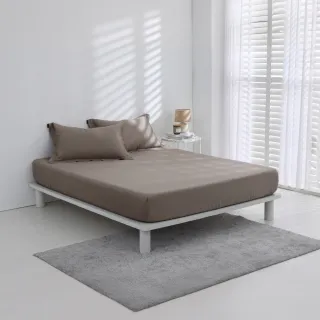 【AnD HOUSE 安庭家居】60支天絲頂級300織-奶茶色系-三件式加大床包枕套組(多色任選/透氣/柔滑/抗敏抑菌)