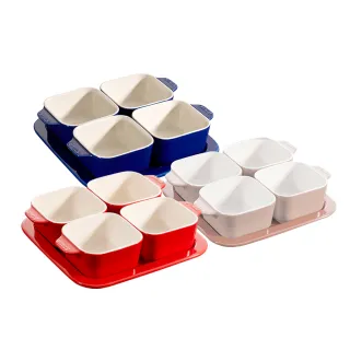 【法國Staub】方形陶缽烤盤4+1件組(德國雙人牌集團官方直營)