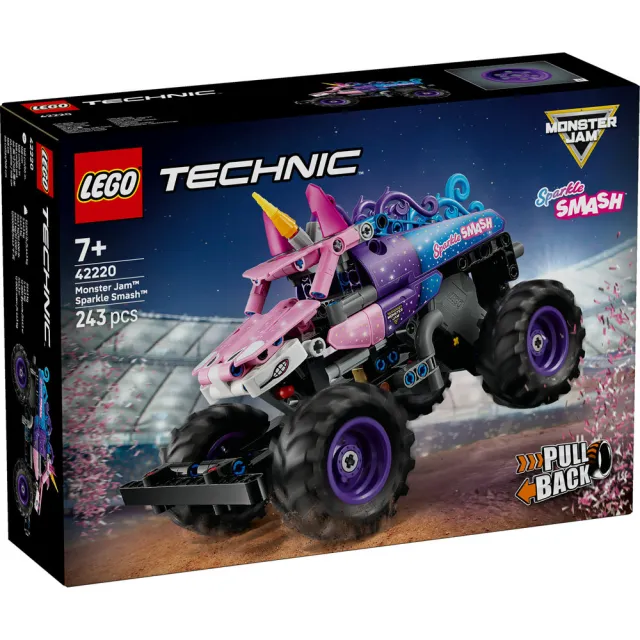 【LEGO 樂高】科技系列 42220 Monster Jam Sparkle Smash 迴力車(怪獸卡車 迴力車玩具 積木 玩具)
