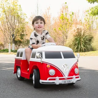 【聰明媽咪電動車】福斯 T1麵包車 兒童電動車(12V雙驅｜復古巴士｜XB-1128｜兒童汽車｜汽車玩具)