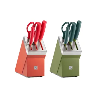 【ZWILLING 德國雙人】Now S自磨刀具/刀座五件組-萊姆綠/石榴紅2色任選(德國雙人牌集團官方直營)