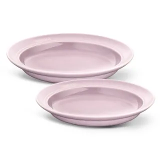 【法國Staub】日暮粉陶瓷湯盤2件組-湯盤22cm+24cm(德國雙人牌集團官方直營)