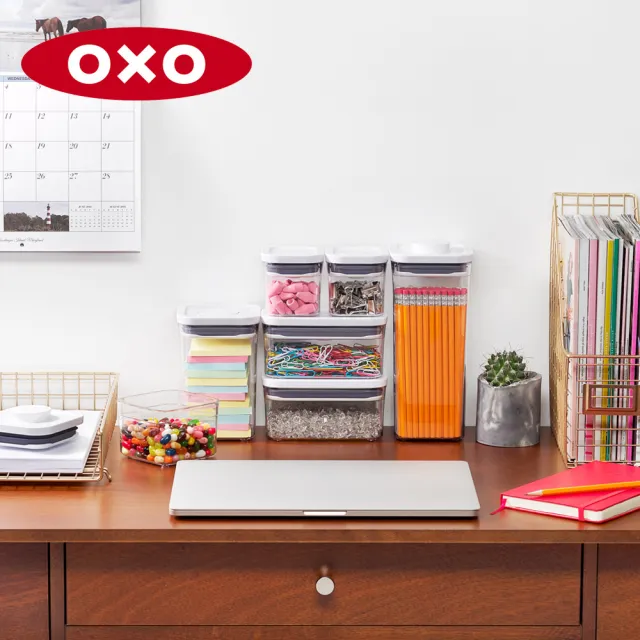 【OXO】大正方5.7L｜超值2入｜POP 按壓密封收納保鮮盒(16*16*32 cm 單手開蓋 整齊堆疊)