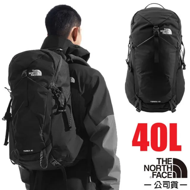 【The North Face】新 Terra 40 前開式防潑水減震雙肩後背包40L(87C3-4GZ 黑瀝灰)