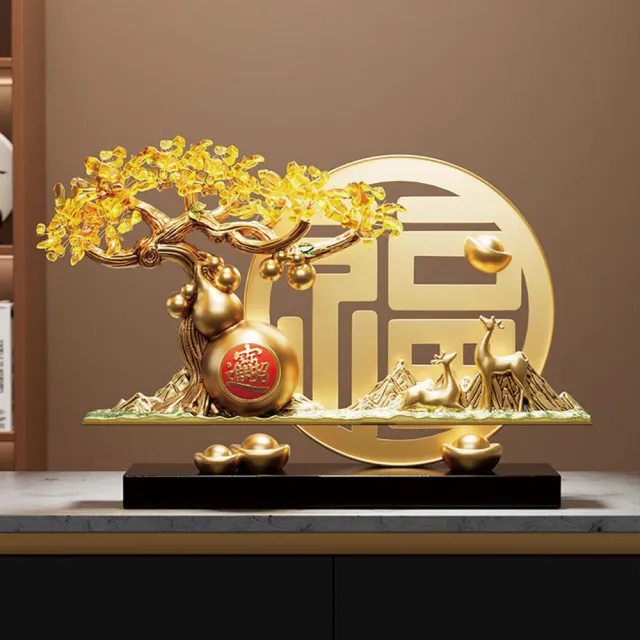 【超微米】五福臨門招財葫蘆擺件 金元寶福字客廳玄關酒櫃裝飾喬遷新居禮品(招財葫蘆擺件)