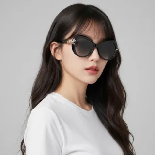 【SWAROVSKI 施華洛世奇】圓形膠框太陽眼鏡(SK6026F-100111)