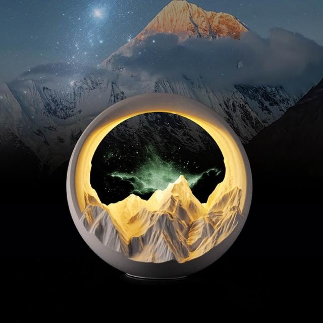 【超微米】日照金山星空小夜燈 氛圍感擺飾 裝飾 喬遷新居禮 交換禮物(客廳/電視櫃/玄關/辦公室)