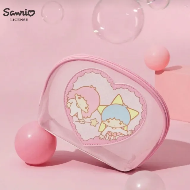 【SANRIO 三麗鷗】KikiLala雙子星正版授權透氣網布化妝包零錢包(閨蜜女兒女友生日聖誕交換禮物)
