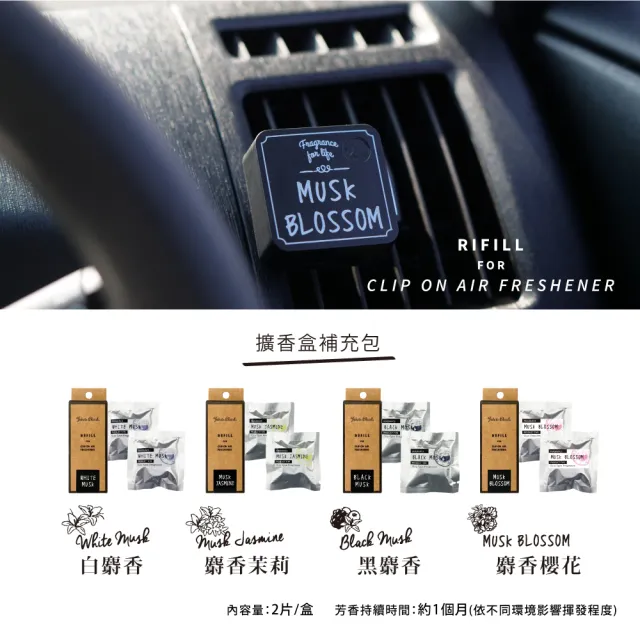 【日本John’s Blend】車用夾式擴香盒補充包-2枚/入(公司貨/任選)