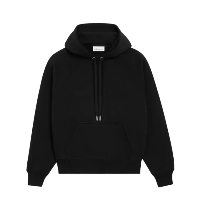【AMI PARIS】Ami de Coeur Hoodie 重磅款 刺繡 棉質 連帽衛衣 大學T 帽T 全黑色