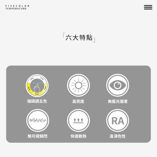 【GENTECH】6入組 撥碼多色軌道燈 15W 五段變色(一燈五色調光)