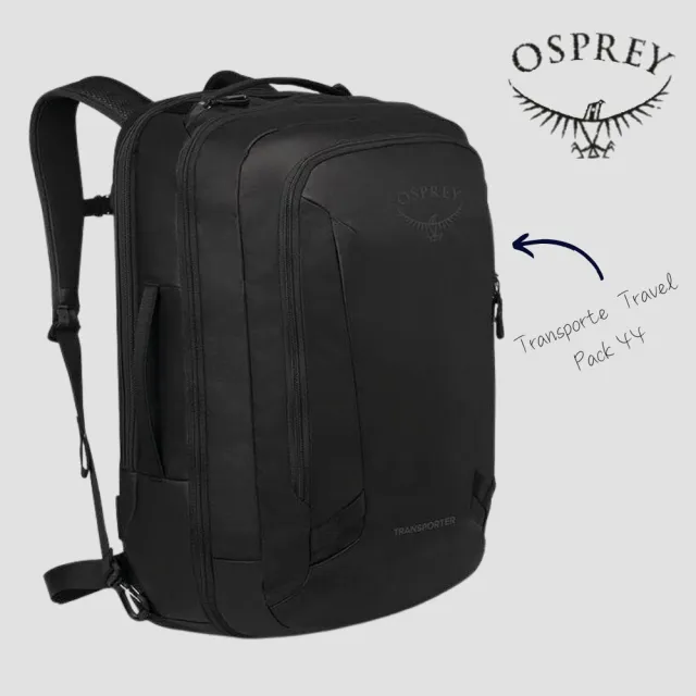 【Osprey】雙11 Transporte Travel Pack 44 多功能旅行背包 男 渡鴉黑(背包旅行 行李背包)