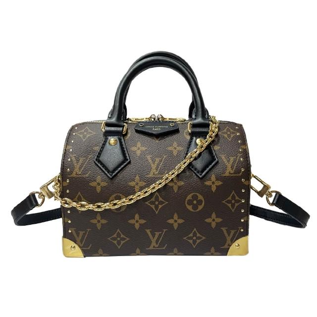 【Louis Vuitton 路易威登】M13146 新款經典Speedy Trunk 20 手提/斜背波士頓包(拚色棕)